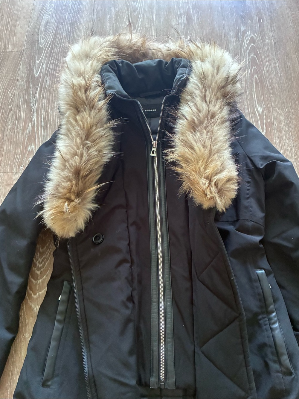 RUDSAK Black Parka Coat with Fur Trim - Picture 2 of 8